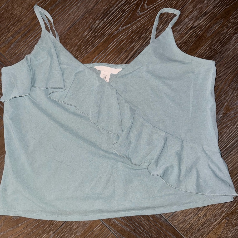 Light Blue/green Ruffled Women's Top - Picture 9 of 15